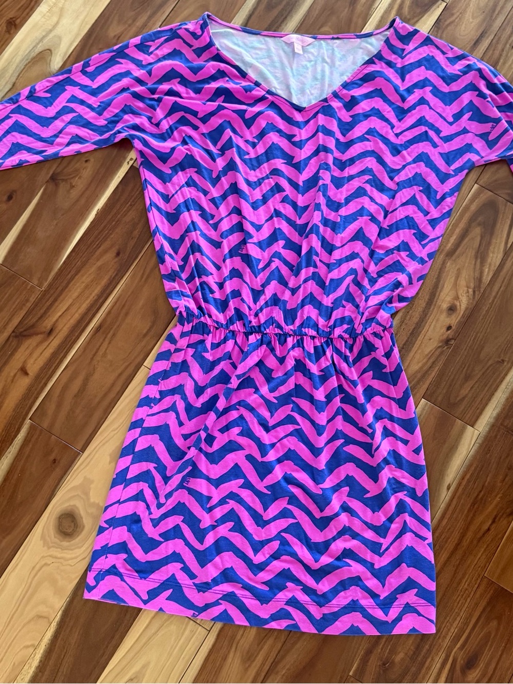 Lilly Pulitzer Pink and Blue Chevron Scoop Neck Top